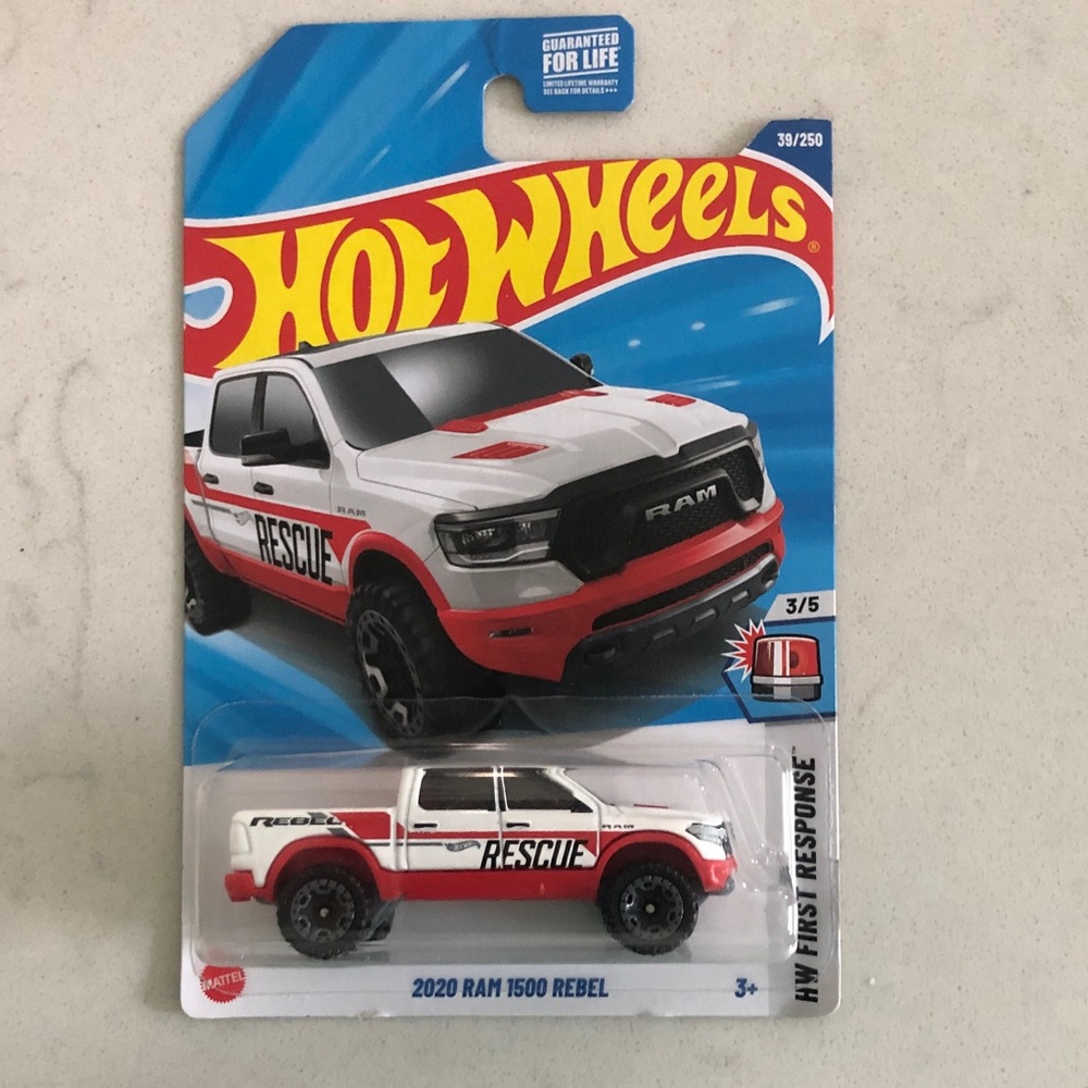 Mattel Hot Wheels RAM 1500 Rebel Rescue Truck - Red and White